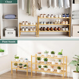 Yeknu  Olanly Durable Bamboo Shoe Organizer For Closet Sturdy Easy Assembly Shoe Rack Stackable Free Standing Wooden Shoe Storage Shelf