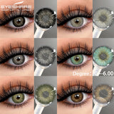 Yeknu  Myopia Lenses 1 Pair Colored Contact Lenses with Degree Natural Eye Contacts Brown Lenses Gray Pupils Yearly Disposable