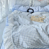 Yeknu Korean Princess Style Lattice Double Layer Lace Bedding