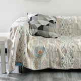 Yeknu  Bohemian Cotton Muslin Sofa Cover Reversible All Season Versatile Soft Furniture Protector Summer Quilt Couch Use