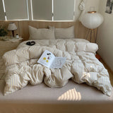 Yeknu Ins Nordic Bedding Set Striped Pure Cotton Duvet Cover Set Skin-Friendly Single Twin Full Queen Size Flat & Fitted Sheets Set