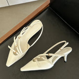 Yeknu  Designer Narrow Band Buckle Strap Pumps Women Sexy Pointed Toe Thin Heels Wedding Banquet Dress Mule Ladies Shoes