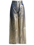 Yeknu PU Jeans Woman 2024 New Winter Fashion High Waisted Jeans Womens Street Casual Loose Baggy Denim Pants Women Bottoms