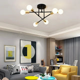 Yeknu Nordic Minimalist Pendant Light Ceiling Lamp LED Chandelier Suitable for Bedrooms Living Rooms Black Gold Lighting Decoration