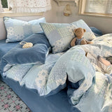 Yeknu  Autumn and winter thickened milk fleece bed 4-piece set double yarn quilt cover bed sheet three-piece set for students