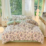 Yeknu  Small Fresh Milk Falai Plush Single Item Quilt Cover Printed Plaid Thickened Warm Duvet Cover 180x220 200x230 220x240