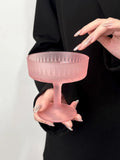 Yeknu  Pink Drill Patterned Glass Ice Cr Cup Dert Glass Sculpted Design Single Layer Universal Cup Nordic Sle 200ml Capaci