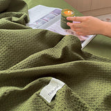 Yeknu Simple Waffle Jacquard 100% Cotton Bedding Set Soft Comfortable Queen Duvet Cover Set with Sheets Quilt Cover and Pillowcases