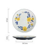 Yeknu  Japanese Underglaze Hand-painted Ceramic Ramen Large Soup Noodle Bowl, Restaurant Kitchen Supplies Fruit Steak Dinner Plate, 1Pc