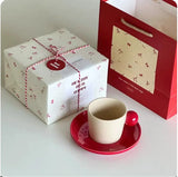 Yeknu Cute Cherry Ceramic Mug, Small Niche Design, Water Cup with Gift Box, Household Drinking Set, Kitchen,Dining and Bar