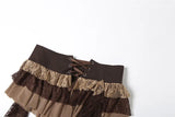Yeknu  SylCue Mesh Patchwork Mini Skirts Women Summer Trend Contrast Design Shirring Ruffles Ribbon Street Y2K Style Elegant Bottoms