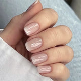 Yeknu  24Pcs Glossy Press on Nails Set Short Oval Gradient French Nail Tips Reusable Full Cover Fake Nails with Glue for Women&Girls