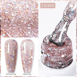 Yeknu  10ml Gold Glitter Gel Nail Polish Crystal Semi Permanent Soak Off UV Gel Varnish Nail Art Manicure Base Top Coat