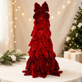 Yeknu  40cm Red Velvet Bow Christmas Tree Desktop Ornament DIY Christmas Decorations Xmas Party Scene Decor Props Festive Supplies