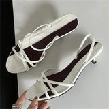 Yeknu  New Summer Design Narrow Band Open Toe Sandals Women Slippers Fashion Thin Low Heels Party Dress Casual Shoes