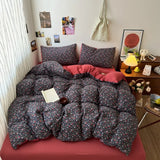 Yeknu  New plaid printing retro cloud double-layer yarn four-piece set, bedding, student dormitory single 3-piece set