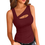Yeknu  Summer Fashion Sexy Basic Sleeveless T-shirt Women Clothing Europe America Hollow Out Solid Tanks Lady Chic Hottie Y2k Tops