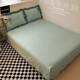 Yeknu  Bow 100% Cotton Embroidery Bedding Set New Cozy Skin Friendly Comforter Kit with Lace Single Double Bedclothes for All Seasons