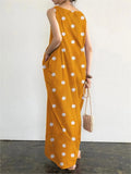Yeknu  Summer Polka Dot Print Sleeveless Dress Women Fashion Casual Woman New Dress Office Ladies Long Dresses