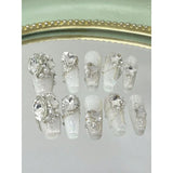 Yeknu  10Sheet Pack Handmade Fake Nails Press-On Long Nails Pipe Nails Coffin Nails Detachable Reusable Suitable for Parties and Festiv