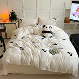 Yeknu New Embroidered Teddy Velvet Bedding Set Winter Warm High-end Soft Warmth Duvet Cover Set with Sheet Quilt Cover and Pillowcases