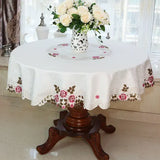 Yeknu  New Lace Tablecloth Pastoral round tablecloth Dining table cloths Home Embroidery table cover rose gold decoration house towel