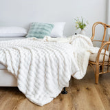 Yeknu  Thickened Bubble Fleece Blanket Double Layer Arctic Fleece Throw Blanket Conditioning Sofa Rabbit Fur Nap Flannel Blanket