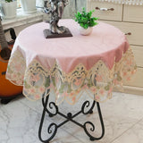 Yeknu  New Lace Tablecloth Pastoral round tablecloth Dining table cloths Home Embroidery table cover rose gold decoration house towel