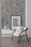 Yeknu  10M Floral Wallpaper Grey Peel and Stick Wallpaper Flower Self Adhesive Wall Paper Roll Removable Contact Paper Home Decorative