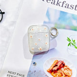 Yeknu  Cute Ins style pink cherry blossom sparkling transparent TPU shell with metal keychain