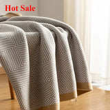 Yeknu  Light luxury blanket living room nap sofa blanket bedside towel office aviation blanket paper pattern fish bone pattern