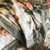 Yeknu 1000TC Egyptian Cotton Vintage Oil Painting Style Flowers Print Bedding Set Duvet Cover Flat/Fitted Bed Sheet Pillowcase 4Pcs