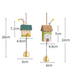 Yeknu  Nordic Wood House Wind Chime Handmade Hanging Bell Door Handle Wall Kids Room Decorations Garden Home Office Nursery Decor