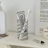 Yeknu  Stainless Steel Toothbrush Holder Metal Bathroom Accessories Tool for Toothpaste Makeup Brush Storage Rack Home Decoration