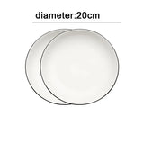Yeknu  white tableware black edge ceramic household kitchen supplies sushi fruit salad dessert steak plates western plate