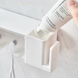 Yeknu  Bathroom Shelves Wall Mount Toothbrush Toothpaste Holder Suction Cup Storage Rack Toiletries Organizer Bathroom Accessories