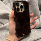 Yeknu  Korean ins retro fashion high sense leopard print suitable for Apple 16promax mobile phone case iPhone15