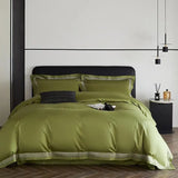 Yeknu  3 Line Embroidery Duvet Cover and 2Pillow Shams Set with Zipper Closure 100%Cotton 600 TC Premium Quality Ultra Soft Bedding set