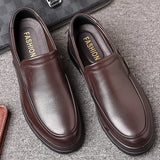 Yeknu Handmade Genuine Leather Shoes for men Casual Soft Rubber Loafers Business dress Shoes Casual Plus Velvet Spring Autumn Luxury
