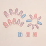 Yeknu  24 PCs Short French Smudged Nails with 1 Jelly Gel and 1 Nail File