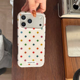 Yeknu  INS Colorful Polka Dot Phone Case For iPhone 13 Case iPhone 15 16 14 17 Pro Max 17 Air Candy Color White Silicone Cover New Year