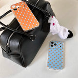 Yeknu  New fashion blue polka dot orange 17ProMax phone case for iPhone 14 15 16 17 Pro Max 13 17air cases lens protective cover soft