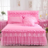 Yeknu  1 Piece Lace Bed Skirt +2pieces Pillowcases bedding set Princess Bedding Bedspreads sheet Bed For Girl bed Cover King/Queen size