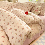 Yeknu  INS Cute Bow Bedding Set for Girls Women Soft Bed Sheet Set Pillowcase Single Twin Full 200x230cm Kawaii Duvet Cover Set