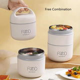 Yeknu  1590ml Large Capacity Stainless Steel 304 Lunch Box Leak-Proof Multilayer Thermal Bento Box Adult Student Soup Food Container