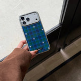 Yeknu  Ins Blue Green Grid Stars Phone Case For iPhone 17 16 15 14 Pro Max 13 17promax Case Silver Premium Edge Shockproof Back Cover