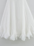 Yeknu  European And American Style Women's White Dress Sleeveless Summer Large Hem Ruffled Puffy Dress