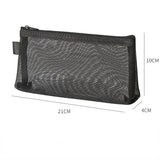 Yeknu  1Pc Clear Mesh Pencil Case Stereoscopic Portable School Supplies Pen Box Bill Storage Bag Zipper Pouch Office Student Pen Bag