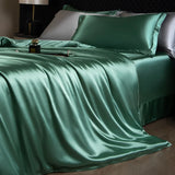 Yeknu  Luxury Mulberry Silk Duvet Cover Set High End Satin Solid Color Quilt Cover and Pillowcases Soft Silky King Size Comforter Cover