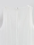 Yeknu  European And American Style Women's White Dress Sleeveless Summer Large Hem Ruffled Puffy Dress